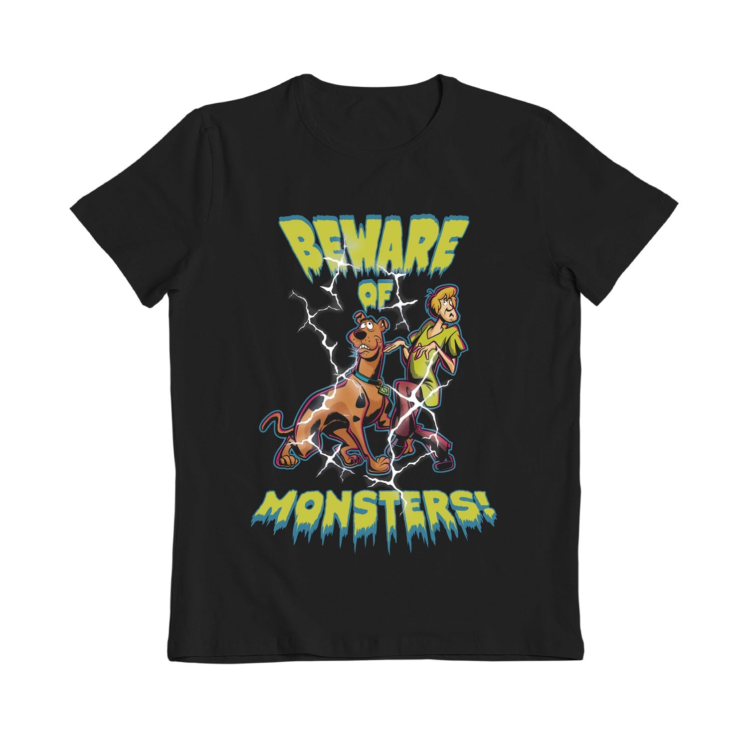 Scooby Doo Beware of Monsters Glow in the Dark Black Kids T-Shirt - Bulk Buy