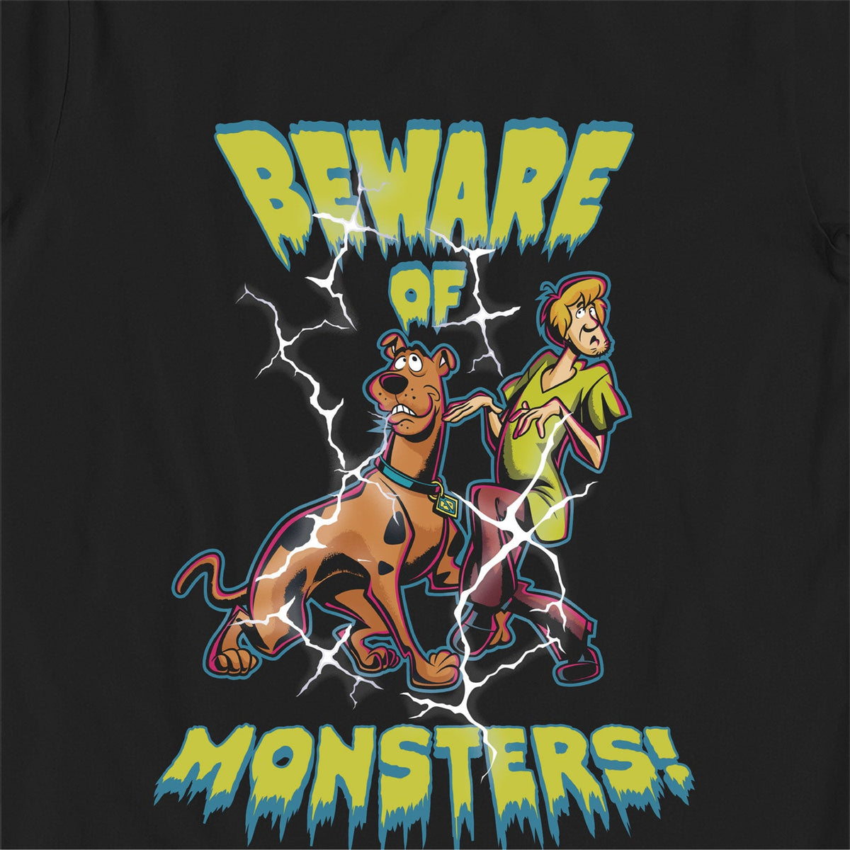 Scooby Doo Beware of Monsters Glow in the Dark Black Kids T-Shirt - Bulk Buy