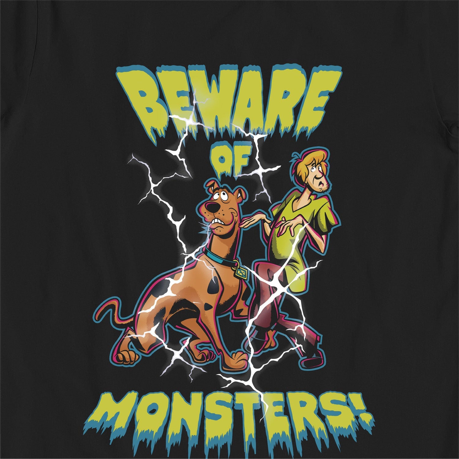 Scooby Doo Beware of Monsters Glow in the Dark Black Kids T-Shirt - Bulk Buy