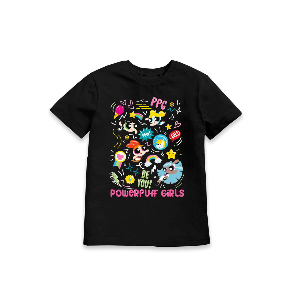 Black Printed Kids T-Shirt Front