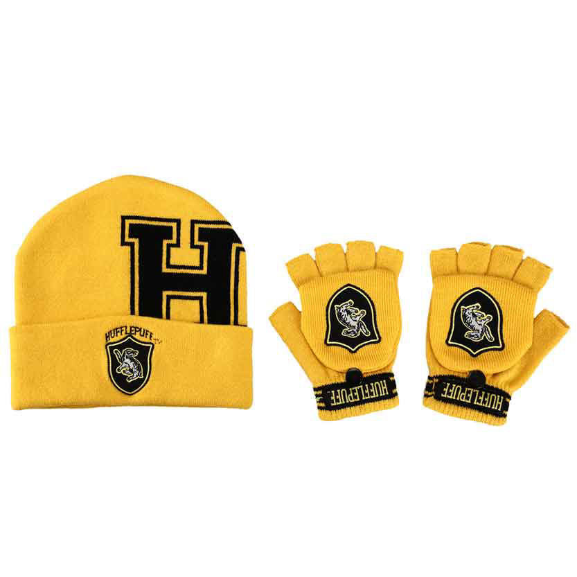 Harry Potter Hufflepuff Hat & Glove Mitt Combo Set