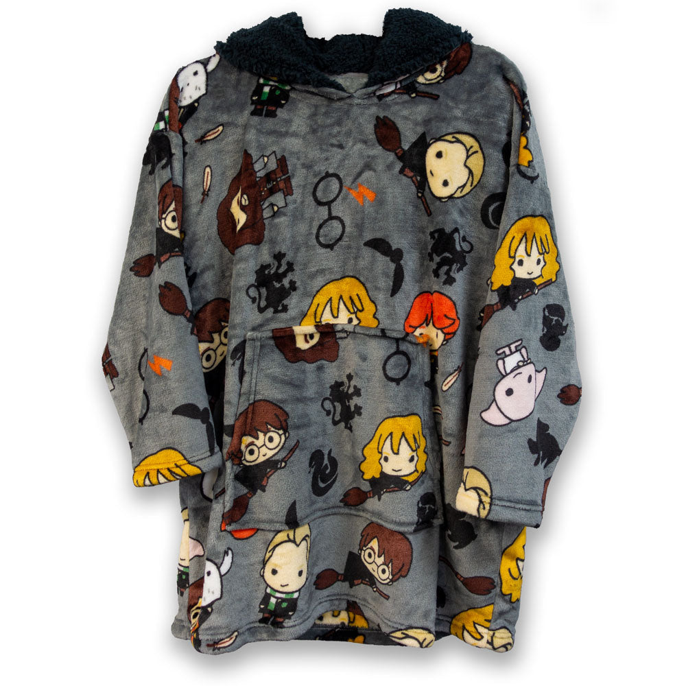 Harry Potter Hogwarts Chibi Characters Kids Snuggle Oversized Hoodie