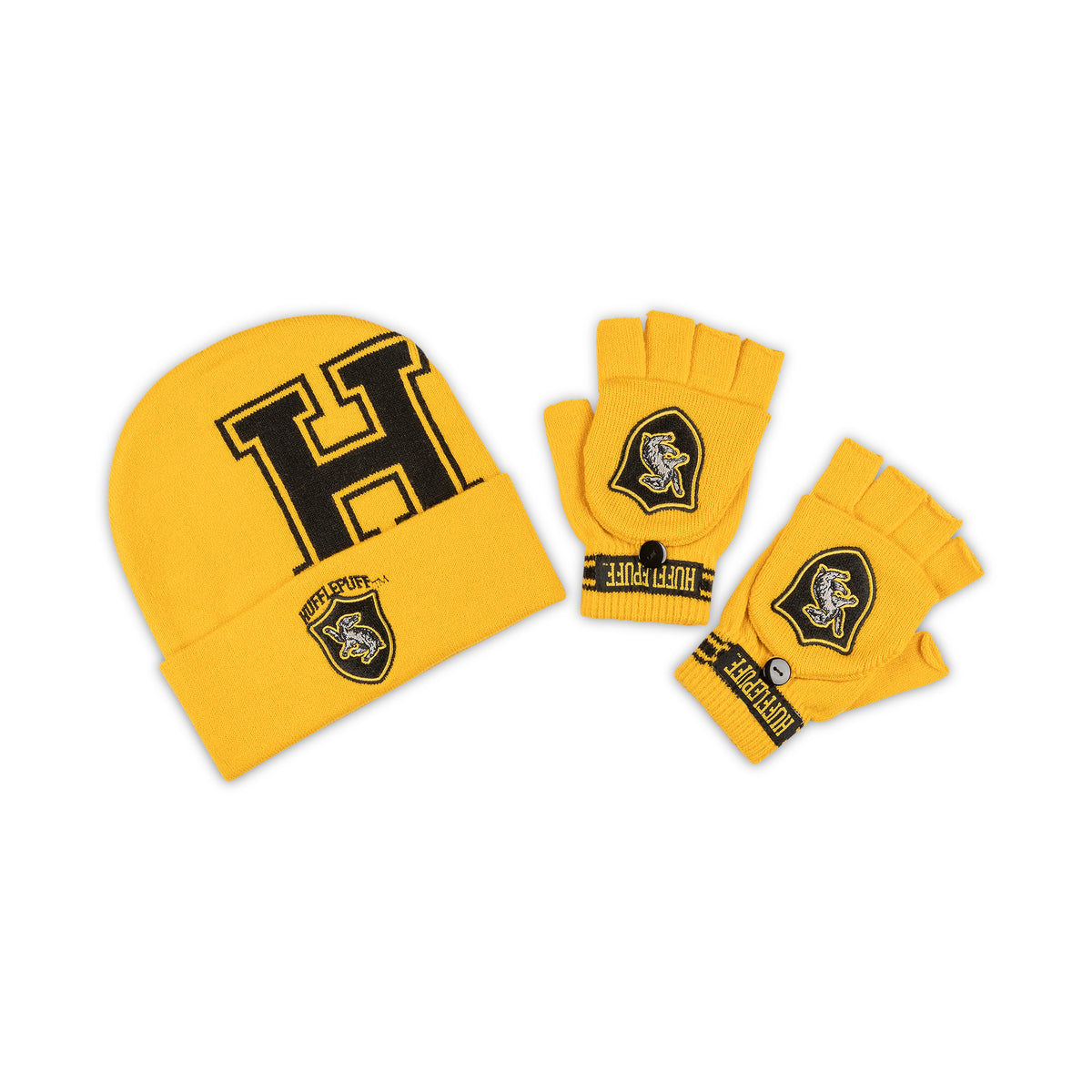 Harry Potter Hufflepuff Adults Hat & Glove Mitt Combo Set