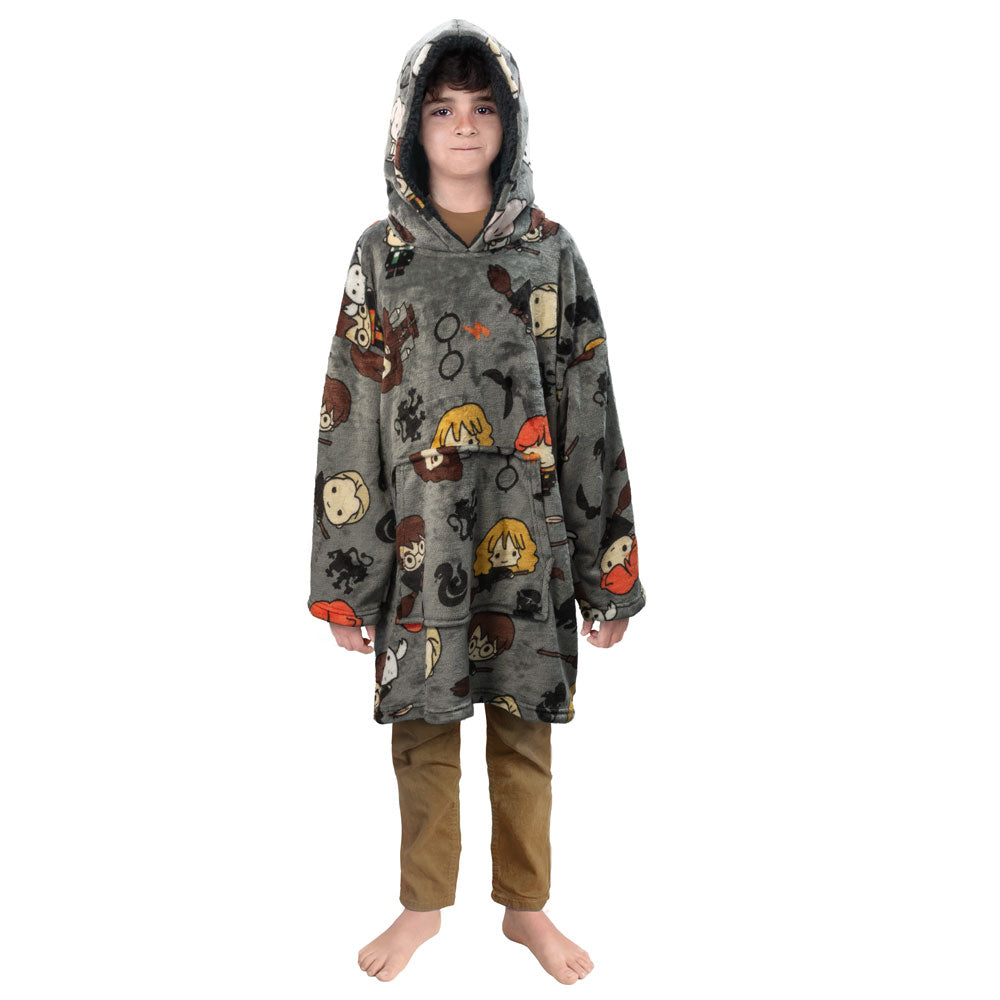 Harry Potter Hogwarts Chibi Characters Kids Snuggle Oversized Hoodie