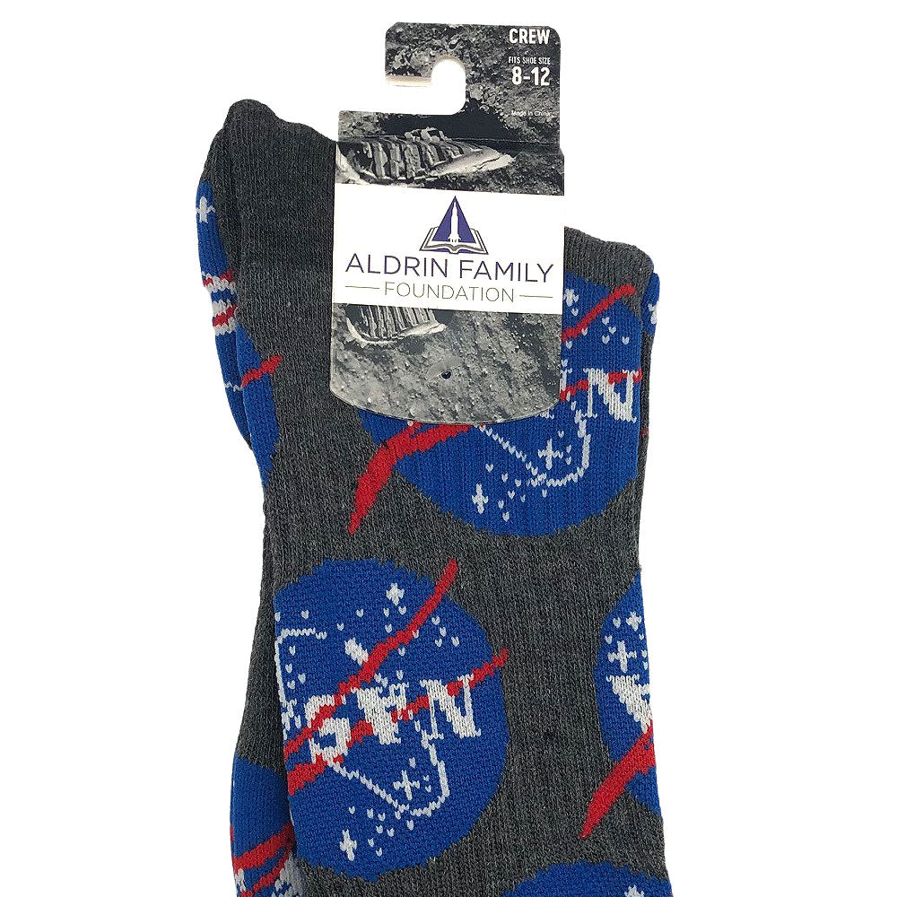NASA Classic Logo Adult Crew Socks 10-13