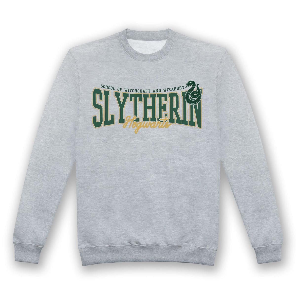 Harry Potter Slytherin Collegiate Grey Marl Adults Crew
