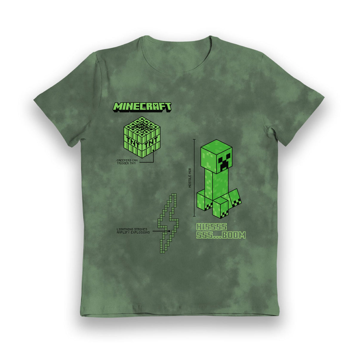 Minecraft Creeper Hissss Boom Tie Dye Kids T-Shirt