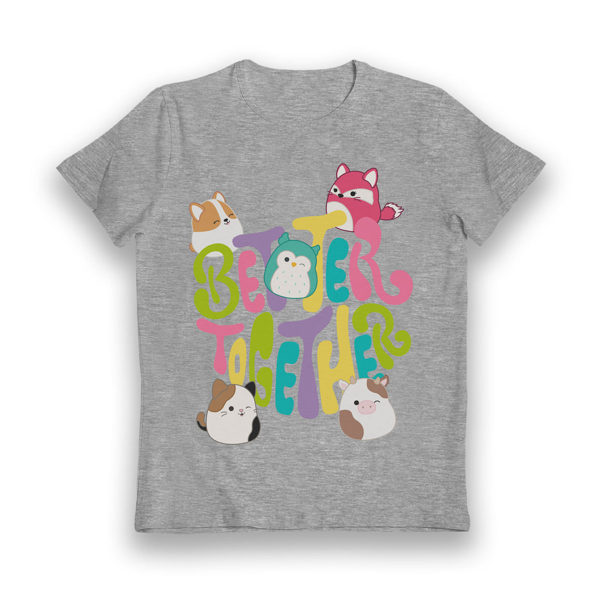 Squishmallows Better Together Grey Marl Kids T-Shirt