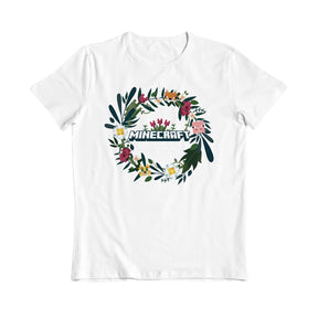 Minecraft Floral Wreath White Kids T-Shirt