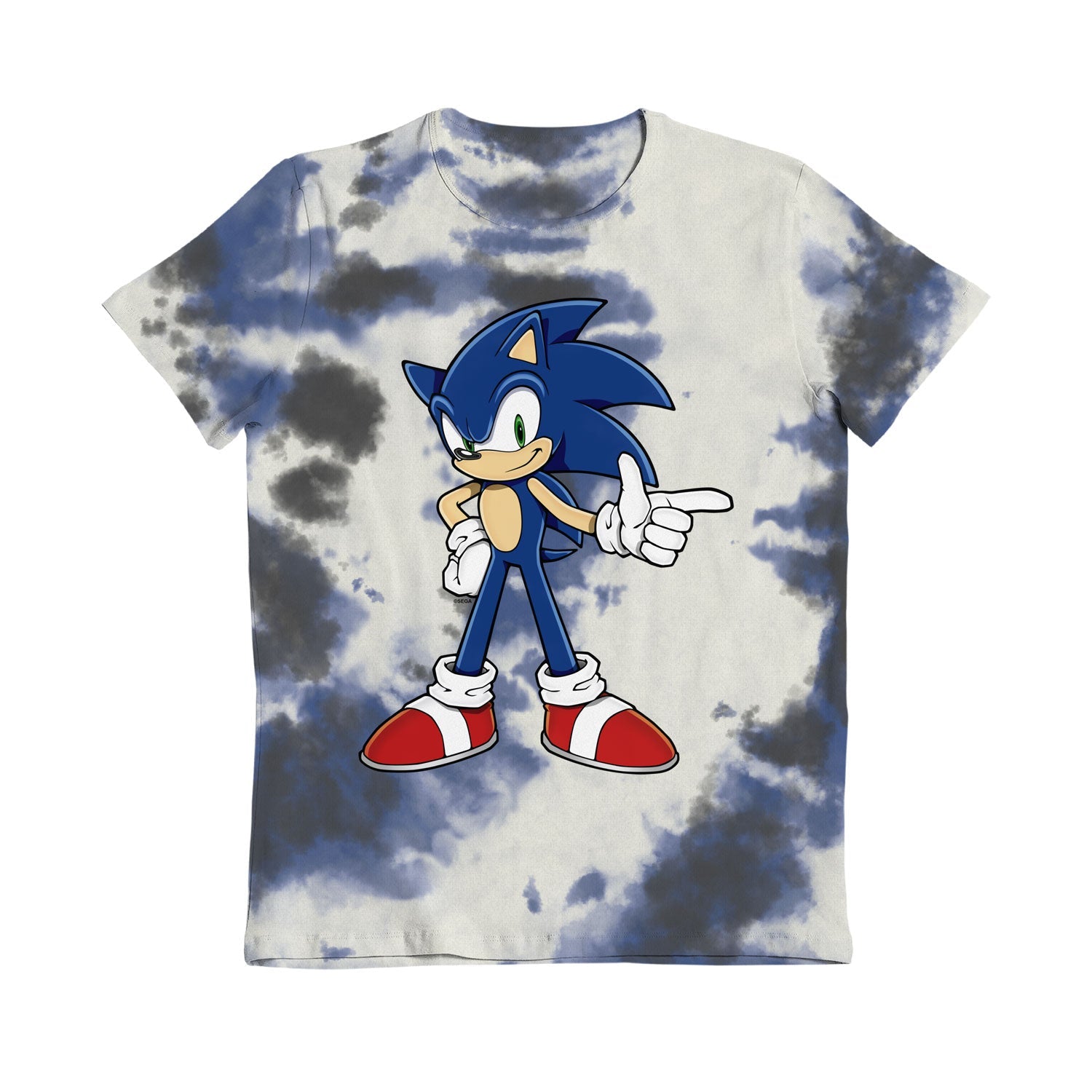 Sonic The Hedgehog Tie Dye Grey, Blue & White Kids T-Shirt