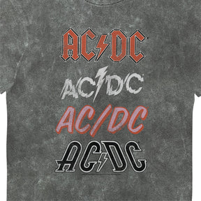AC DC Logo Grey Snow Wash Printed Music T-Shirt