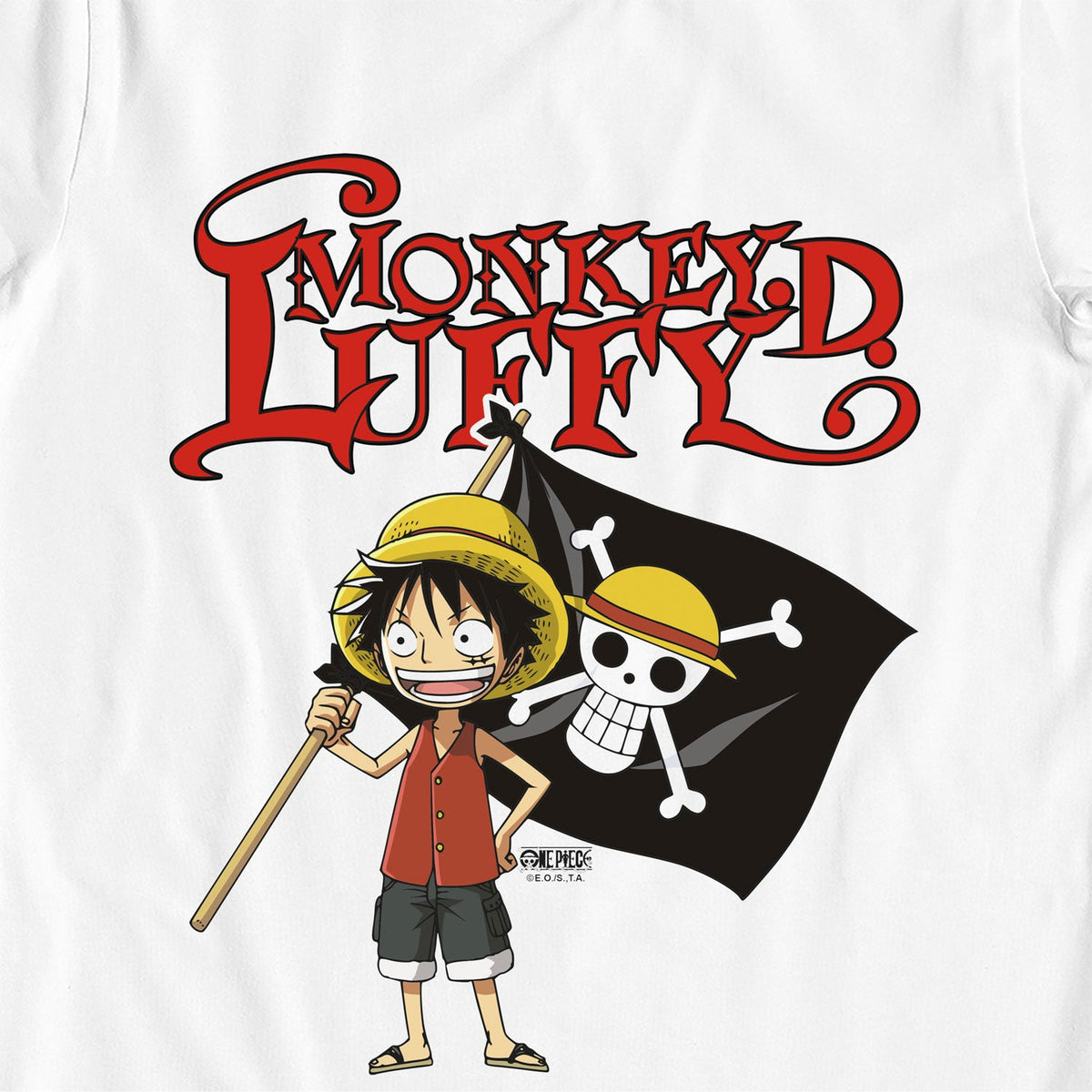 One Piece Monkey D Luffy Flag White Kids T-Shirt