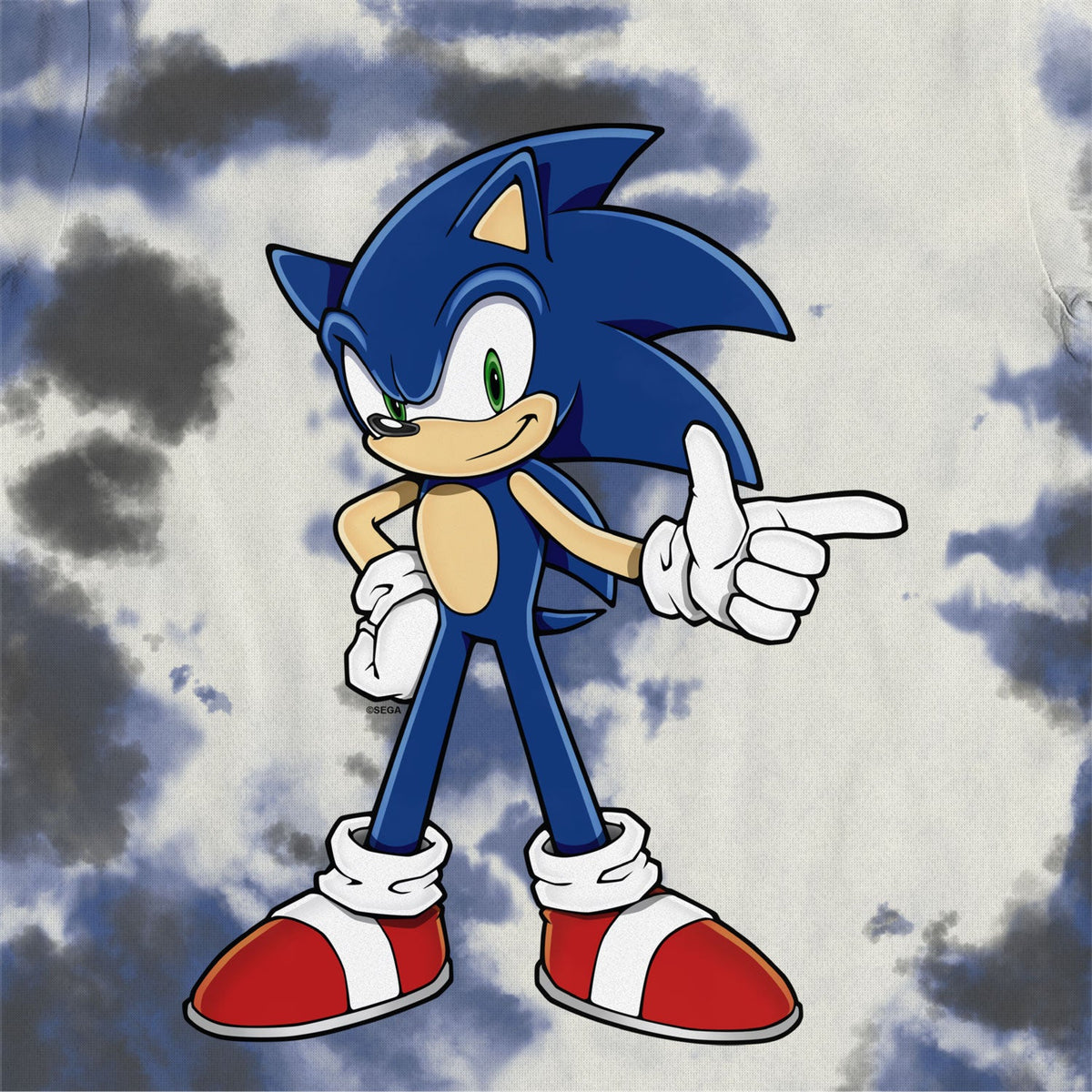 Sonic The Hedgehog Tie Dye Grey, Blue & White Kids T-Shirt