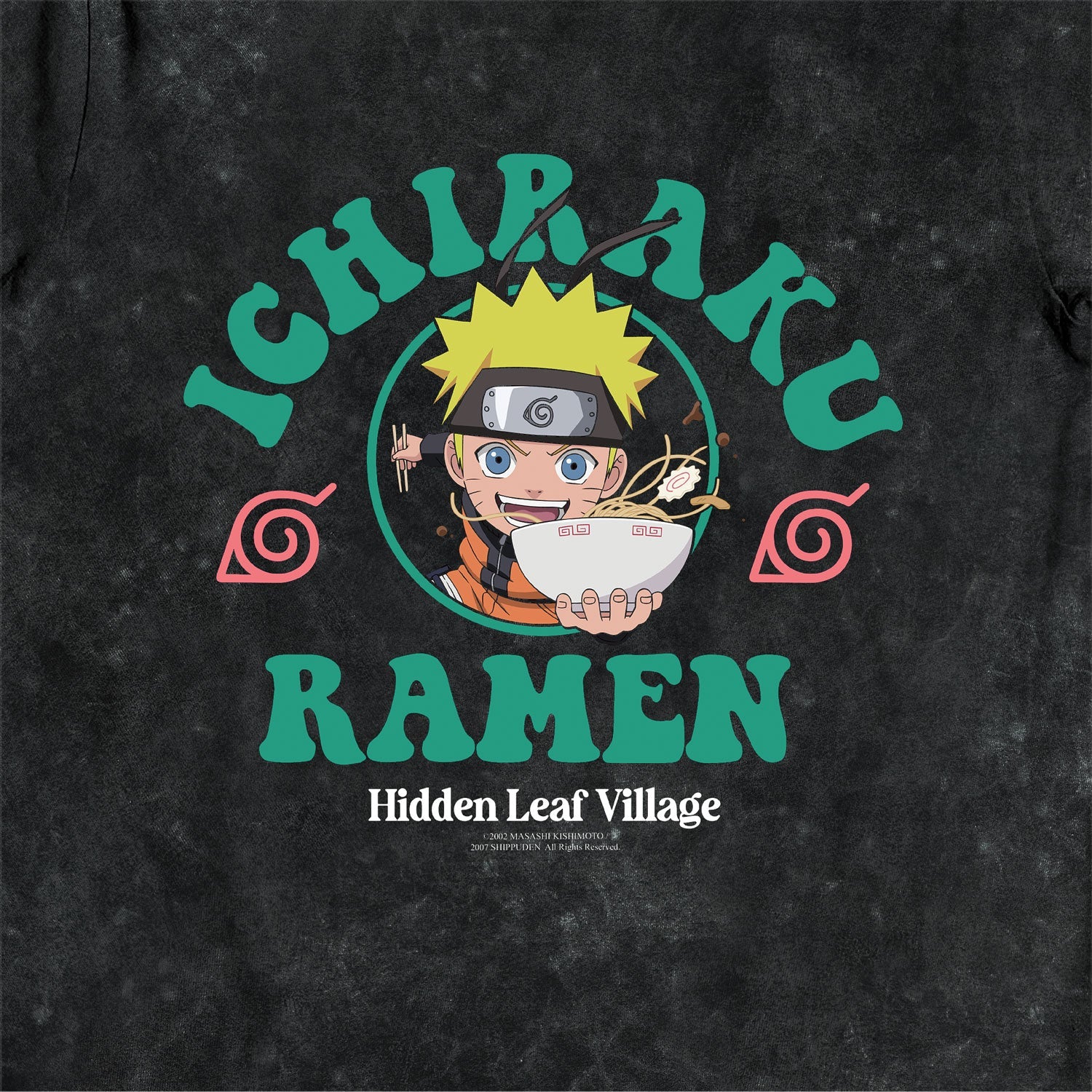Naruto Ramen Leaf Village Black Snow Wash Kids T-Shirt