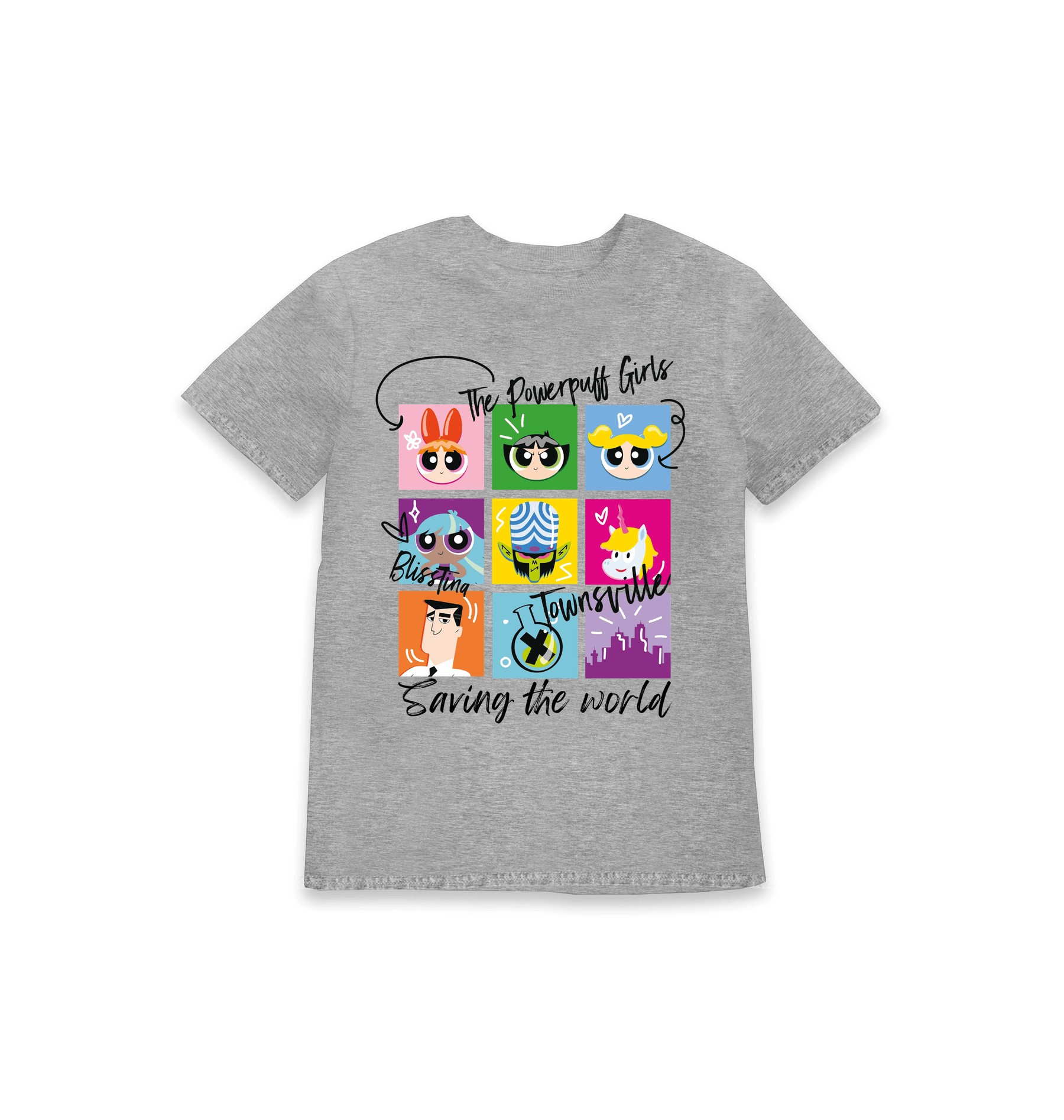 Grey Marl Printed Kids T-Shirt Front