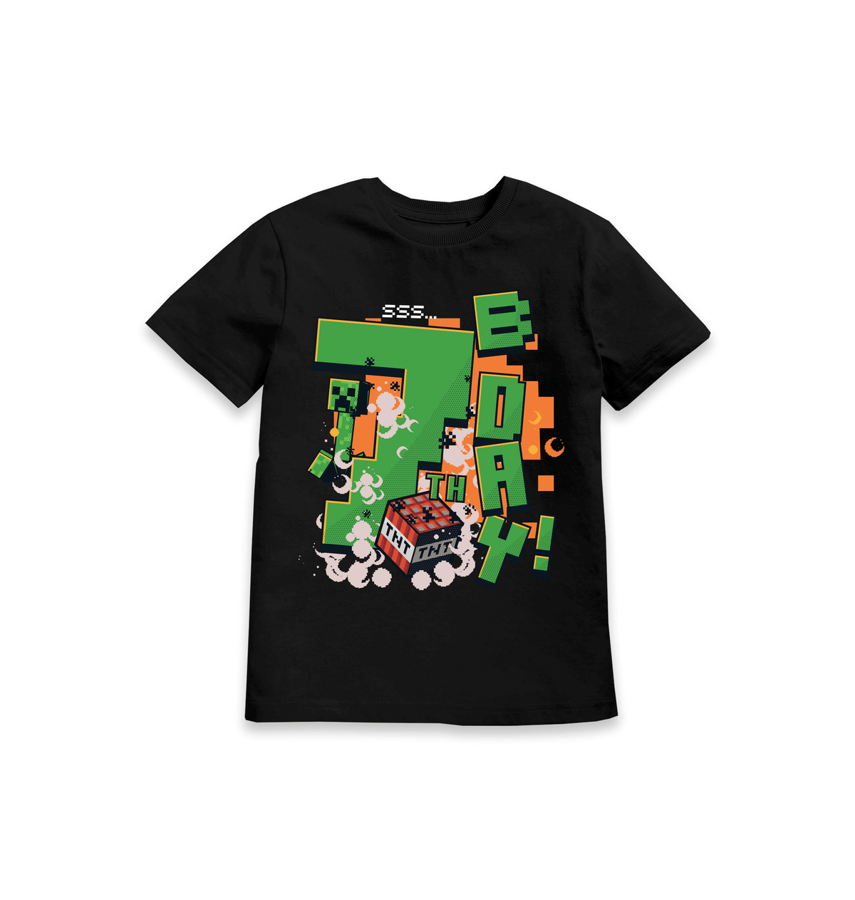 Black Printed Kids T-Shirt Front