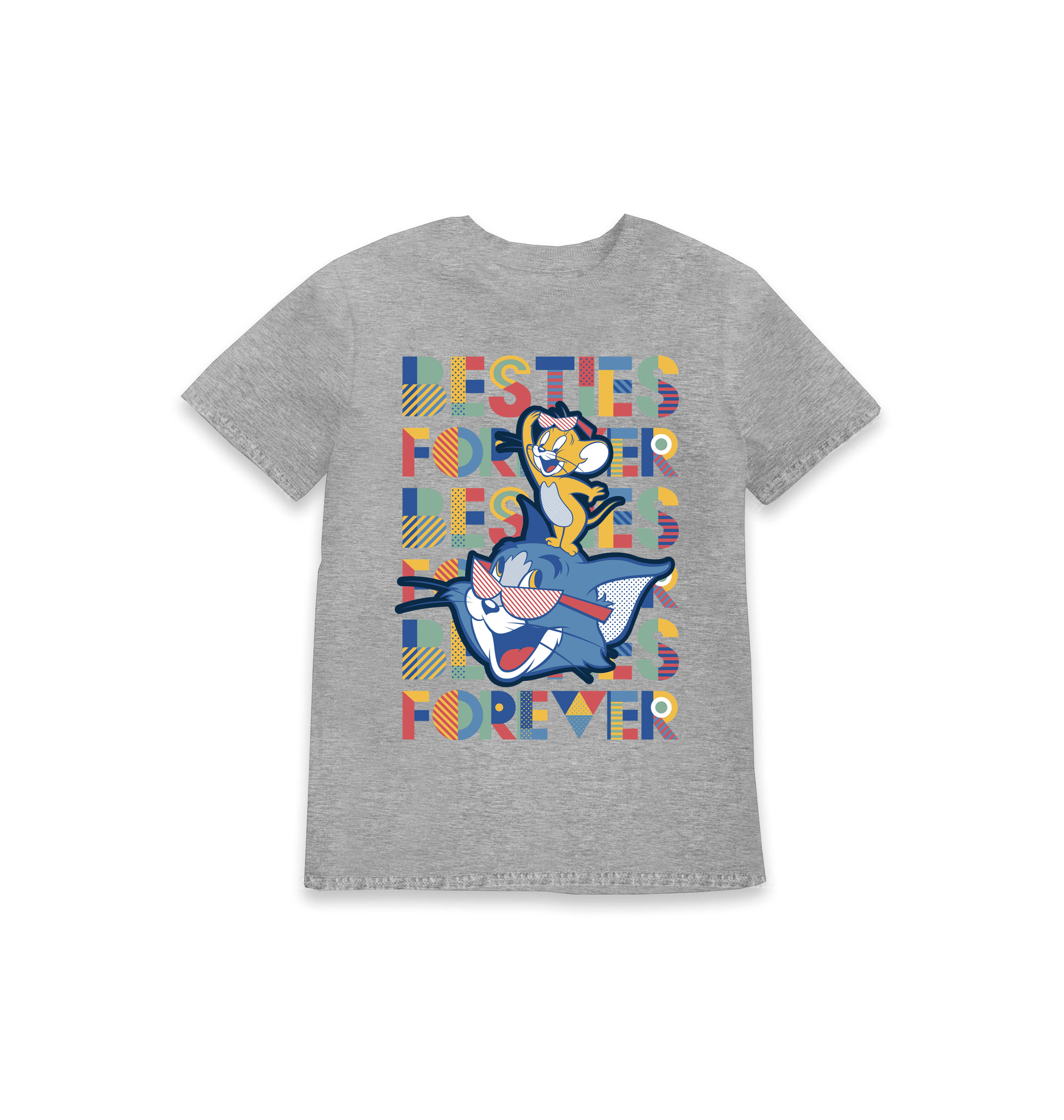 Grey Marl Printed Kids T-Shirt Front