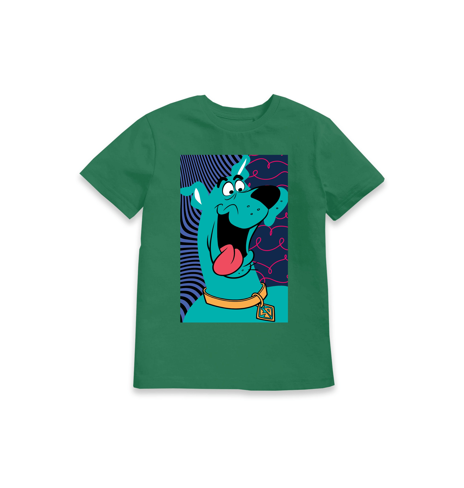 Green Printed Kids T-Shirt Front