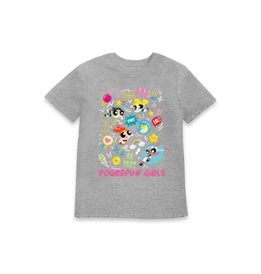 Grey Marl Printed Kids T-Shirt Front