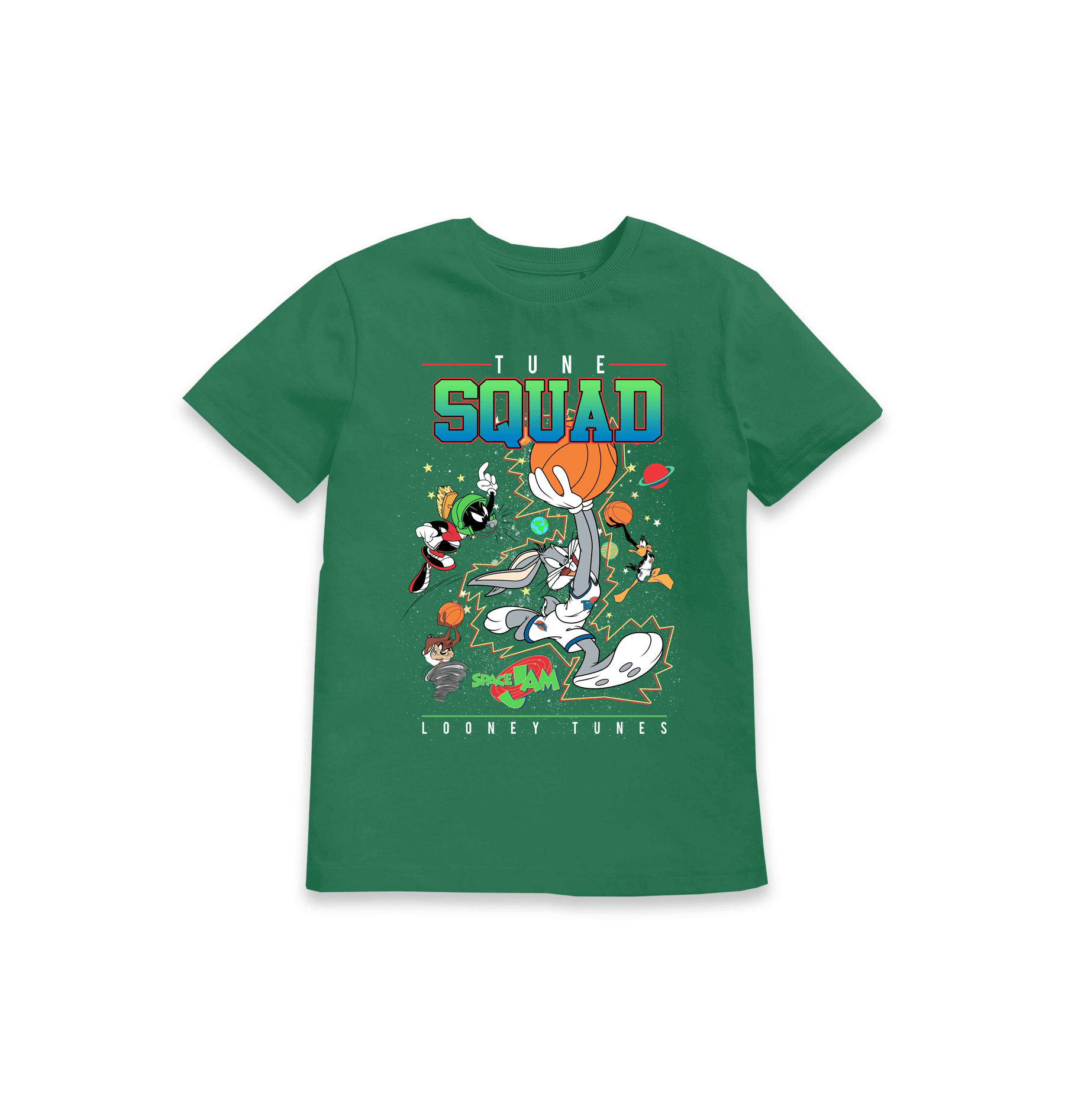 Green Printed Kids T-Shirt Front