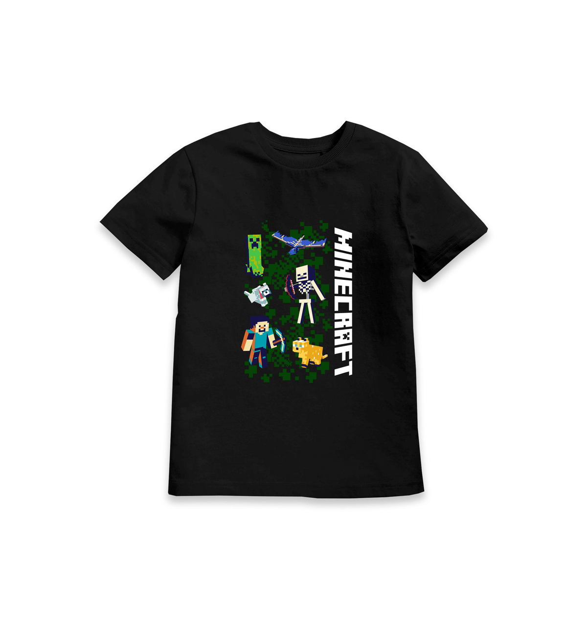 Black Printed Kids T-Shirt Front