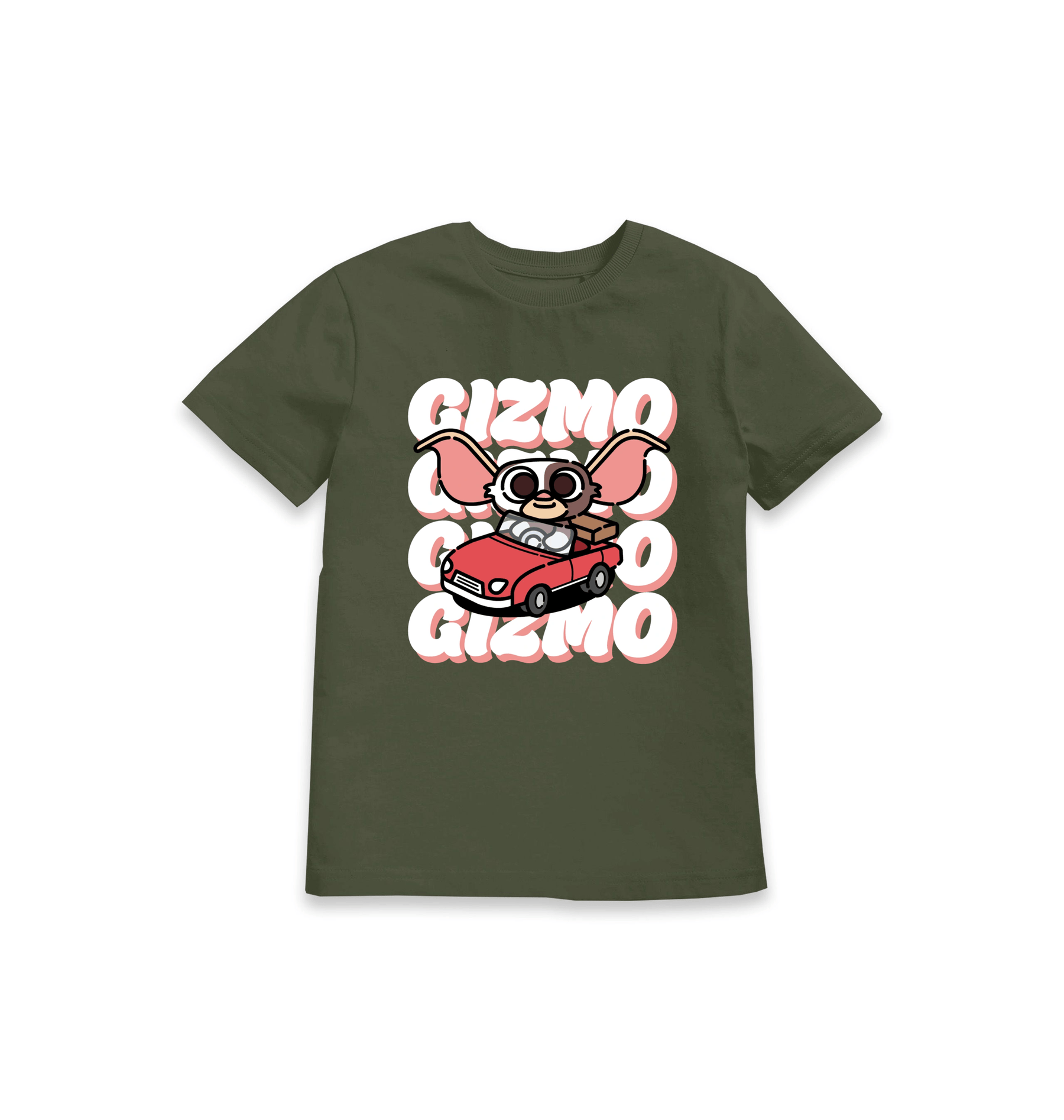Khaki Printed Kids T-Shirt Front