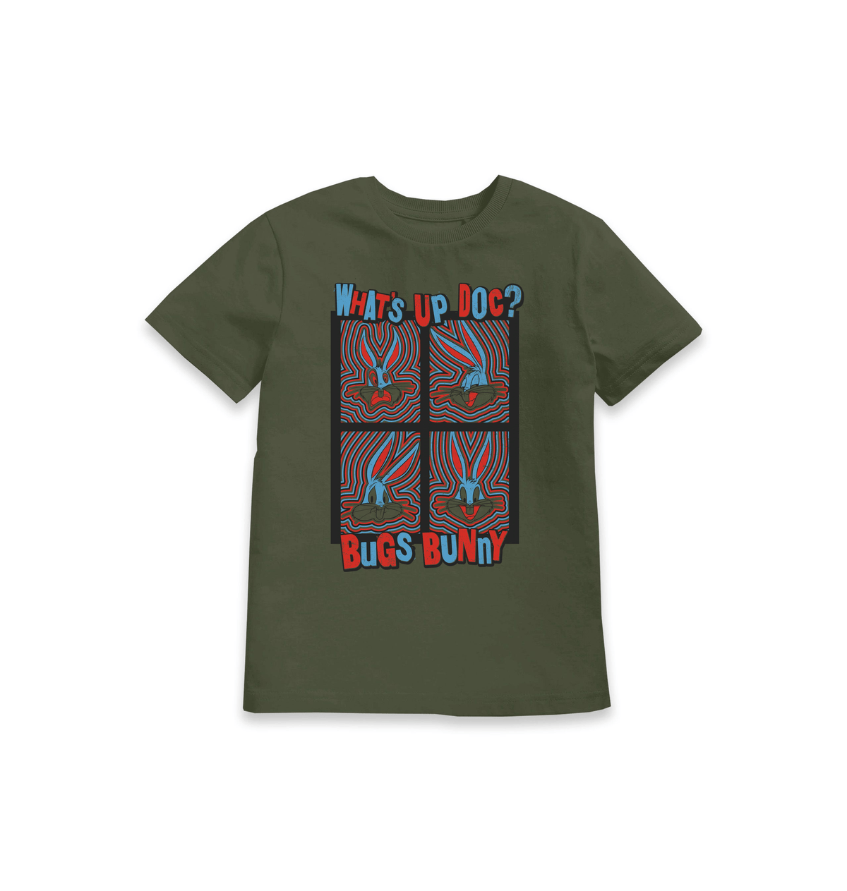 Khaki Printed Kids T-Shirt Front