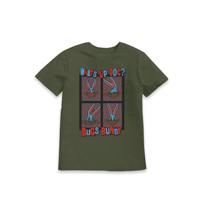 Khaki Printed Kids T-Shirt Front