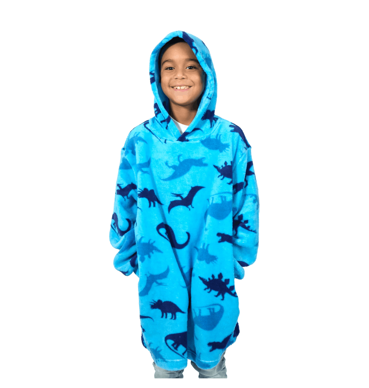 Blue Printed Hoody Front