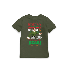 Khaki Printed Kids T-Shirt Front