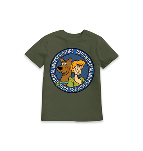 Khaki Printed Kids T-Shirt Front