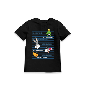 Black Printed Kids T-Shirt Front