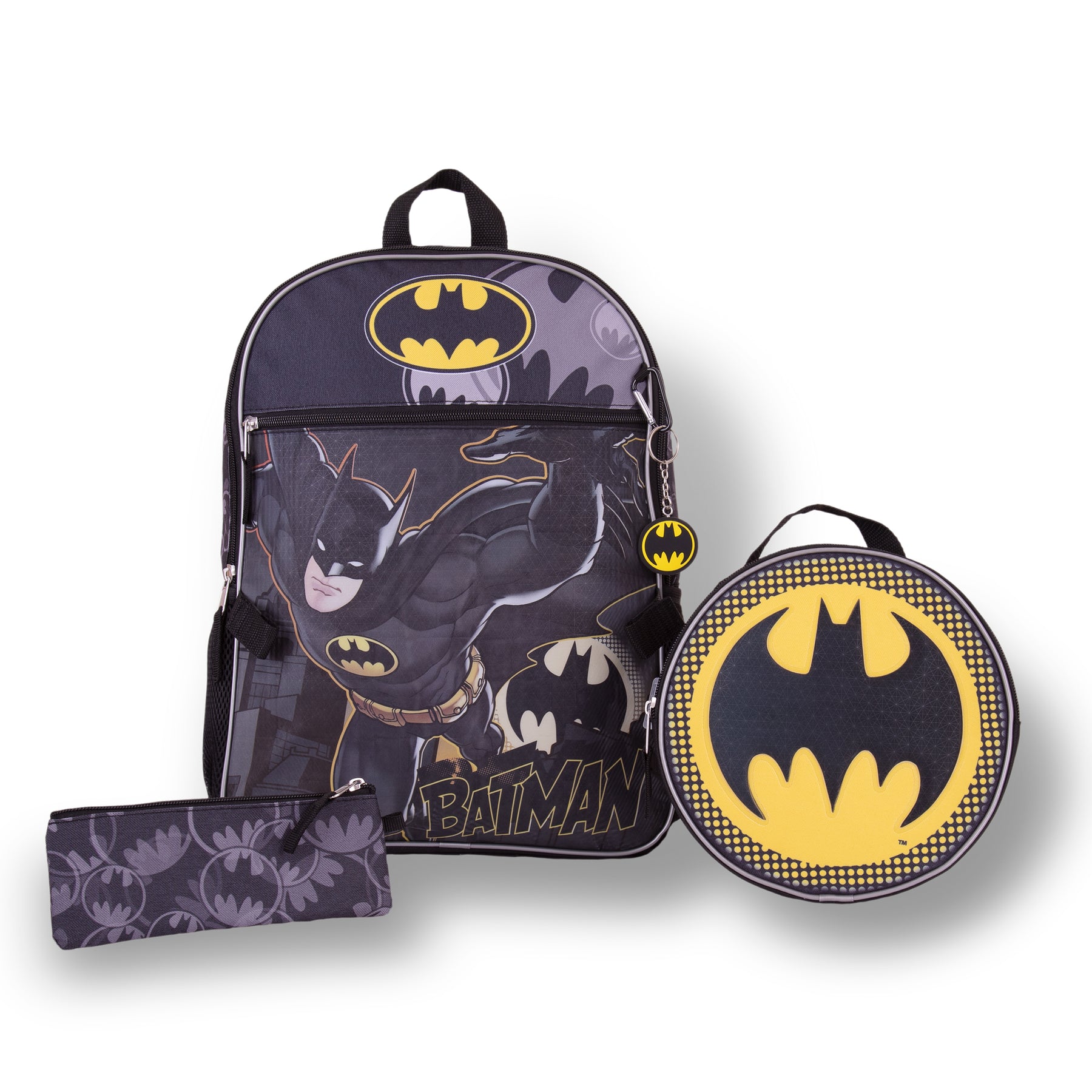 Batman Backpack With Lunch Bag Kids Back To School 4 Piece Set