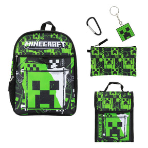 Minecraft Creeper Backpack 5 Piece Set