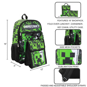 Minecraft Creeper Backpack 5 Piece Set