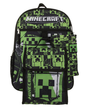 Minecraft Creeper Backpack 5 Piece Set