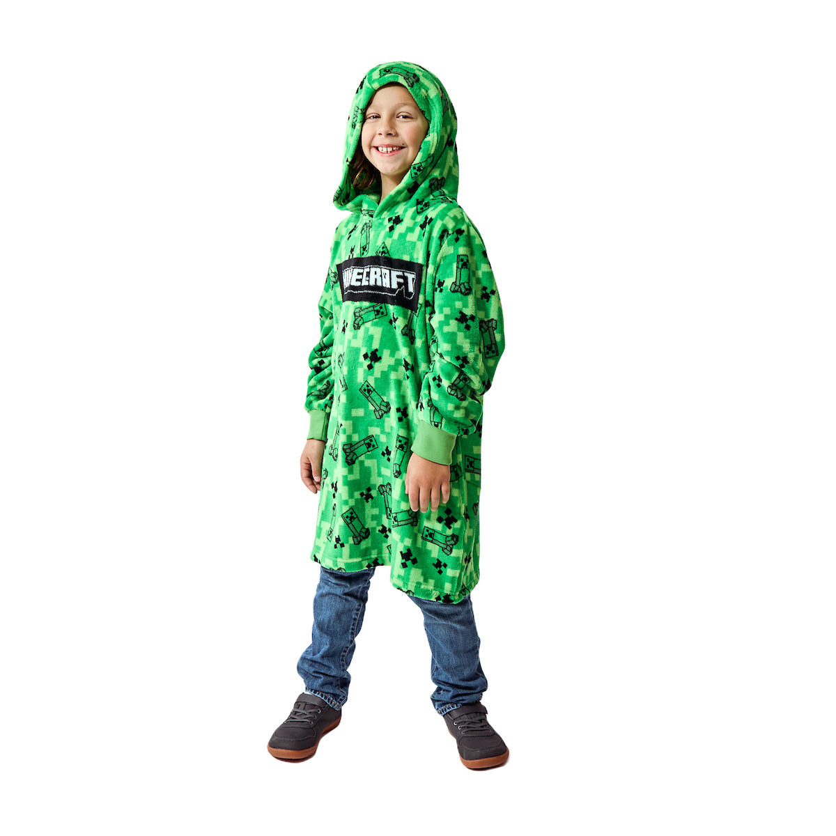 Minecraft Creepers & TNT Long Sleeve Boy's Wearable Hoodie Blanket