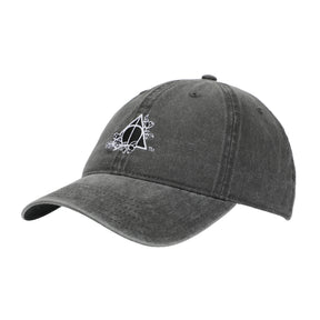 Harry Potter Deathly Hallows Pigment Dye Adult Adjustable Slide Charcoal Grey Cap