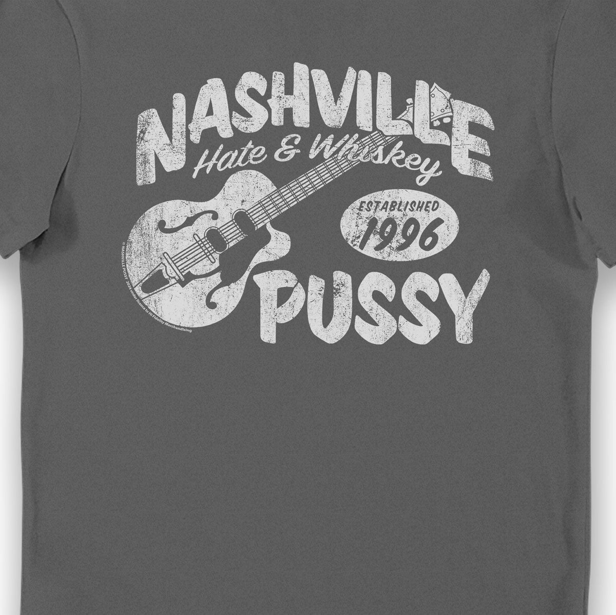 Nashville Pussy Hate & Whiskey Adults Overdye Black Oyster T-Shirt