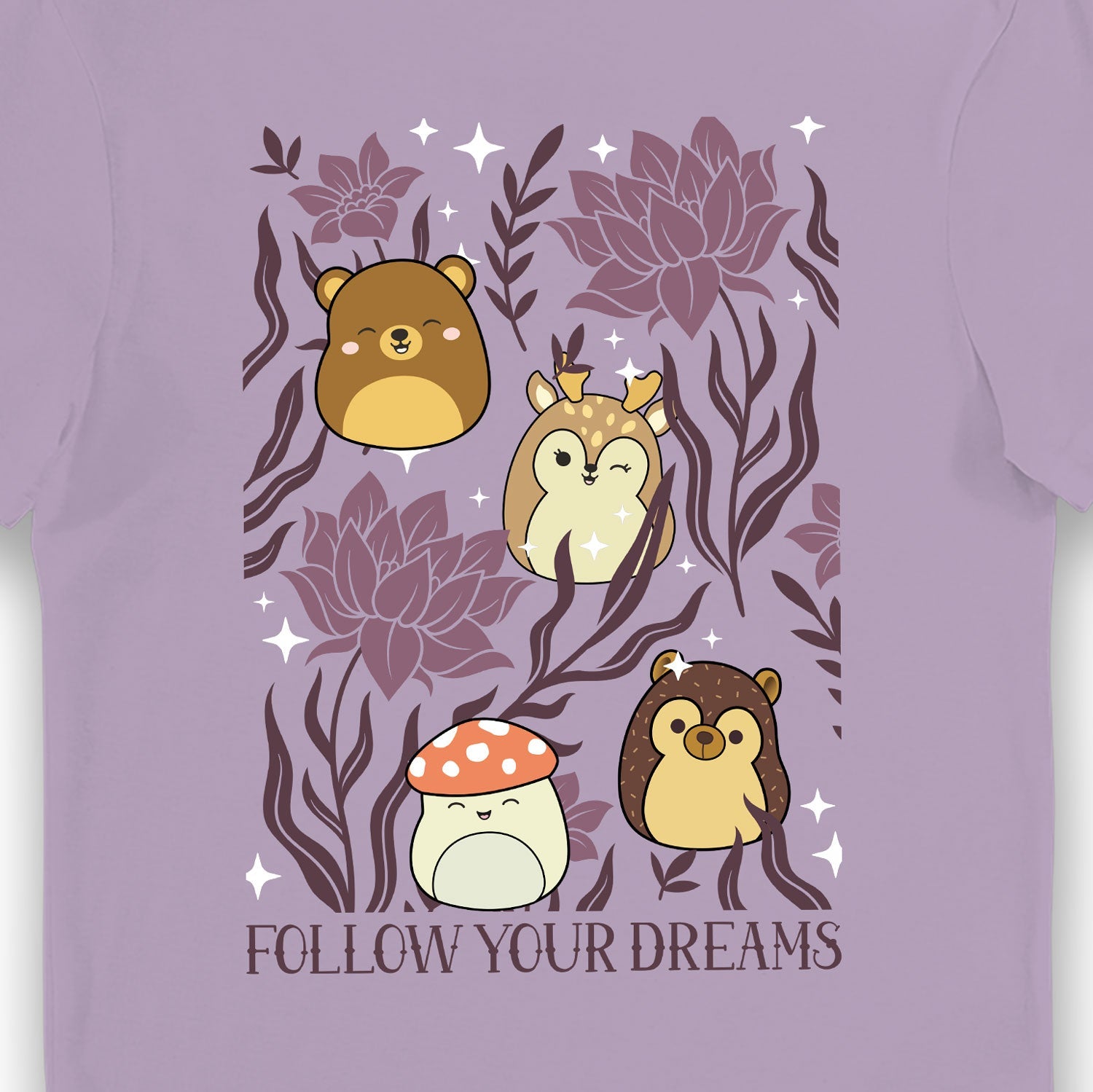 Squishmallows Follow Your Dreams Lavender Snowash Adult T-Shirt