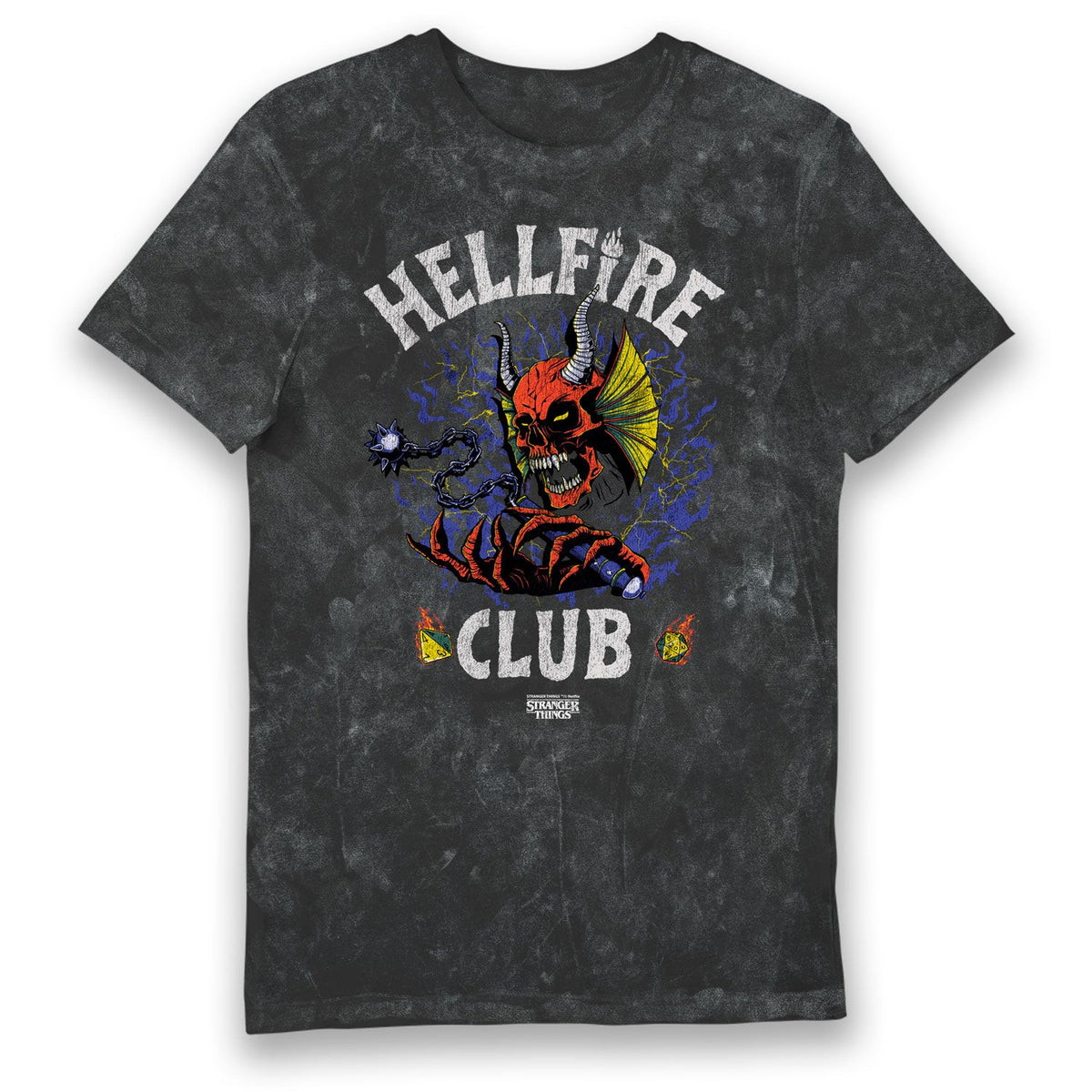Stranger Things Hellfire Club Charcoal Snowash Adults T-Shirt