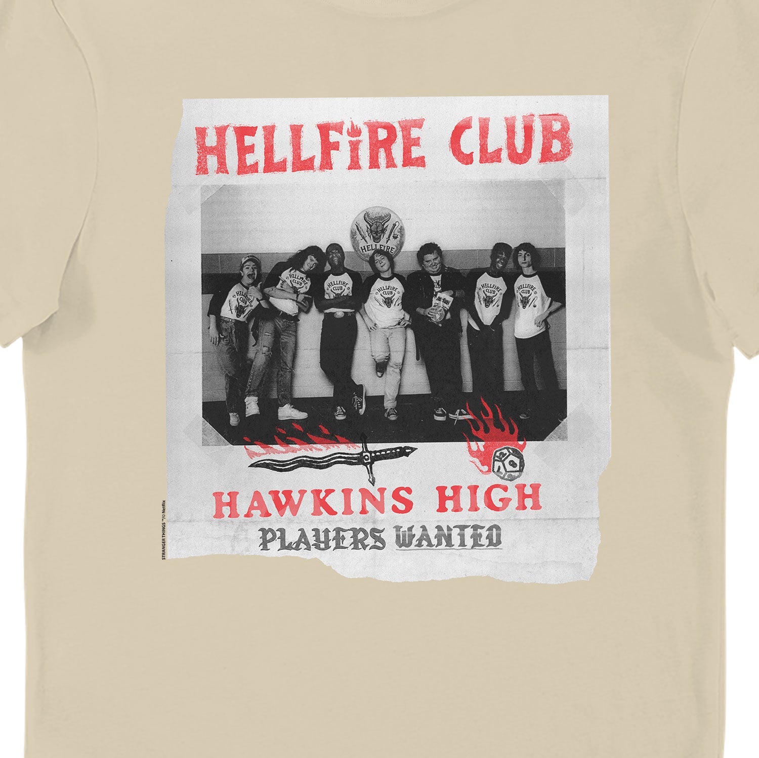 Stranger Things Hawkins High Hellfire Club Players Wanted Adults T-Shirt Oatmilk