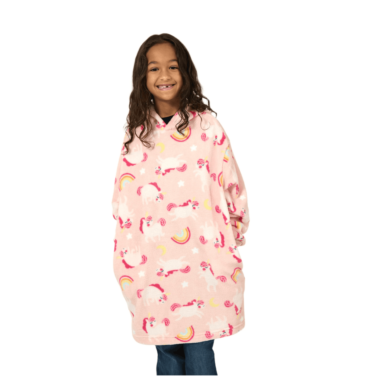 Pink Printed Kids Hoodie Front