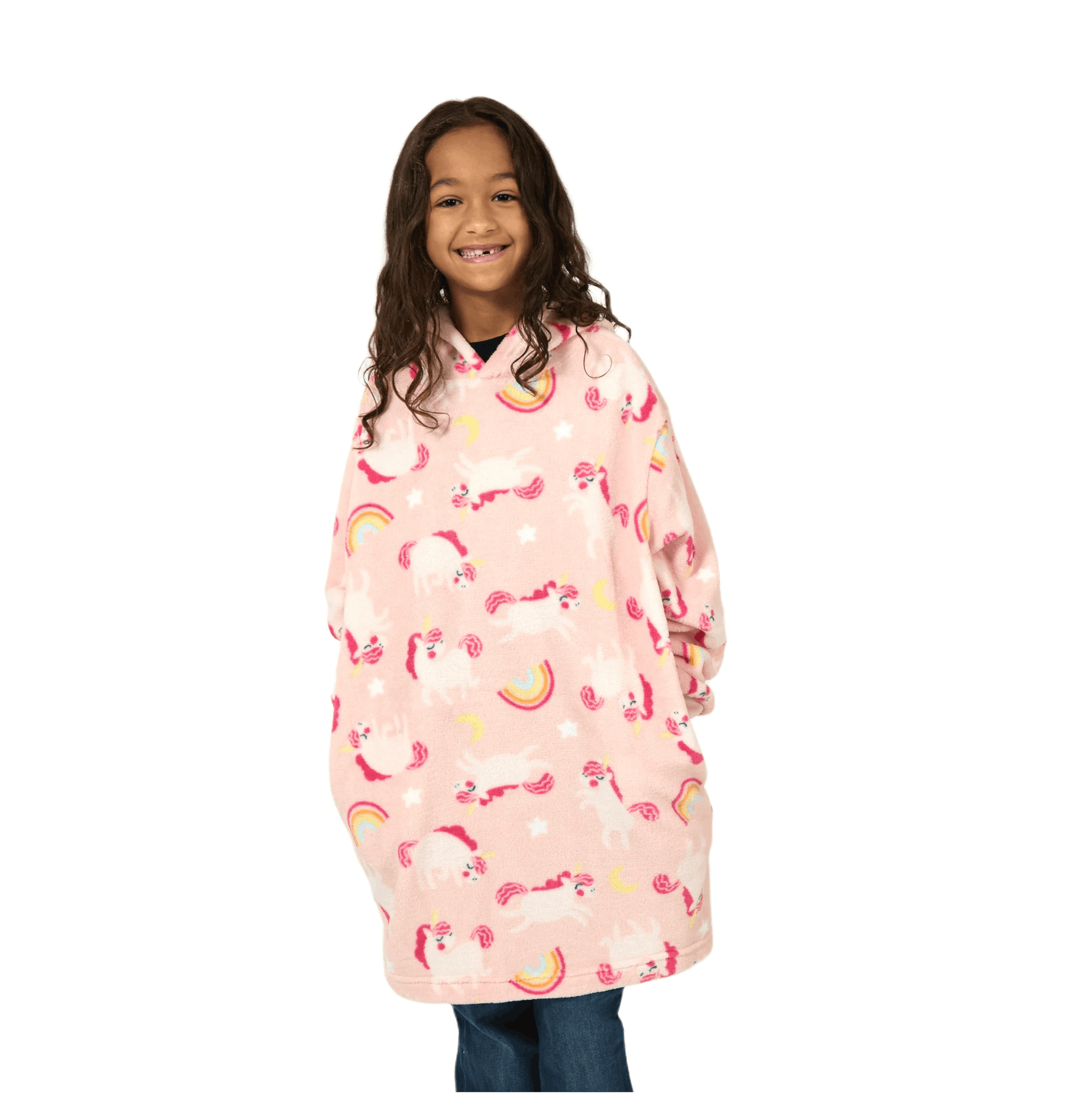 Pink Printed Kids Hoodie Front