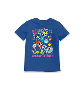 Blue Printed Kids T-Shirt Front