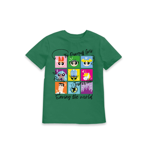 Green Printed Kids T-Shirt Front