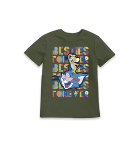 Khaki Printed Kids T-Shirt Front