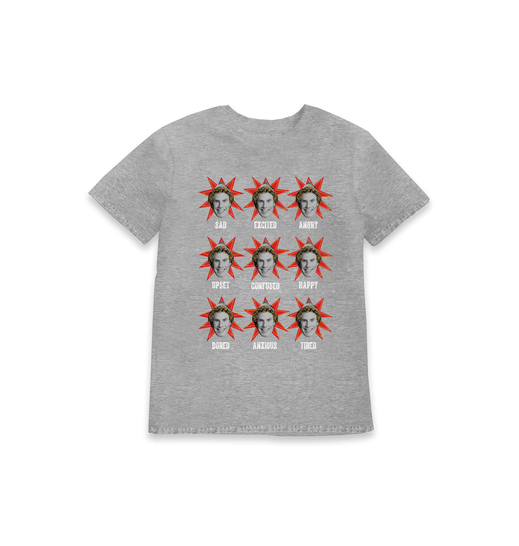 Grey Marl Printed Kids T-Shirt Front