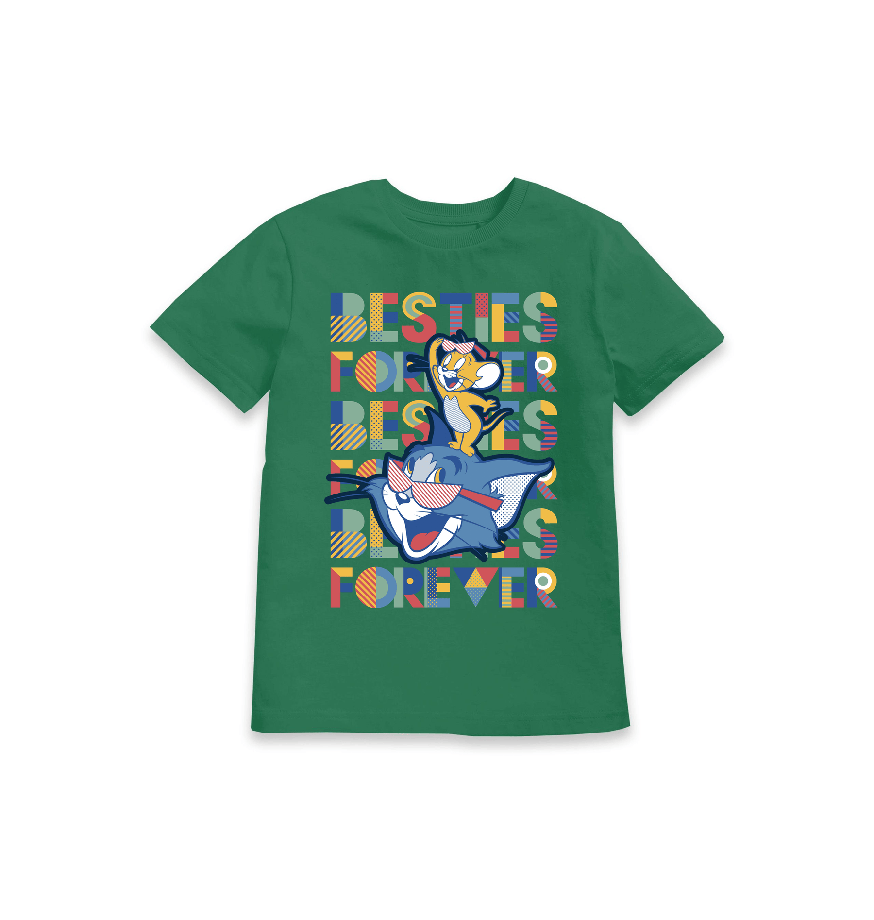 Green Printed Kids T-Shirt Front