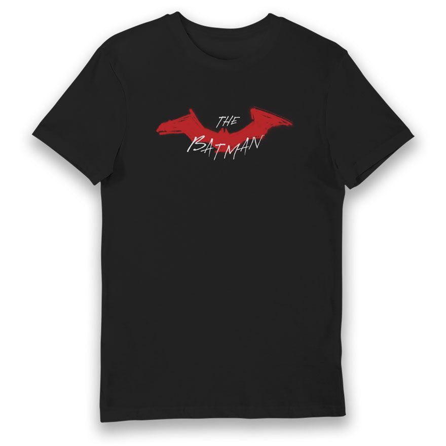 The Batman Movie Red Graffiti Spray Logo Adults T-Shirt